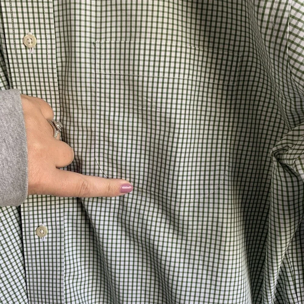 BROOKS BROTHERS THE ORIGINAL POLO SHIRT Mens 16/35 LONG SLEEVE Green Checked - Picture 4 of 8